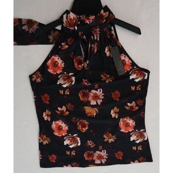 Belldini BK210548 Women Sz XS Black Combo Floral Print Reversible Halter Top $78 - Picture 8 of 13